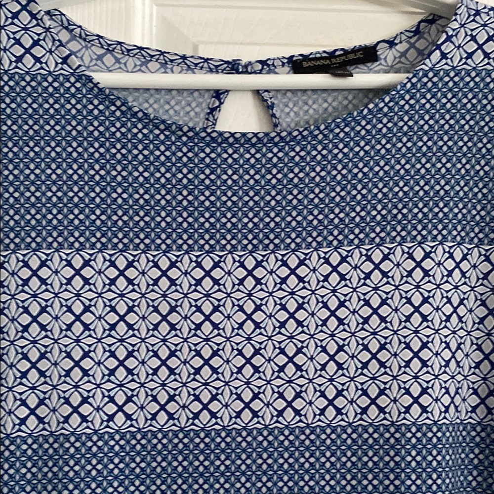 Banana Republic Blue Sheath Dress with Bateau Neckline Size M Easy To Weat